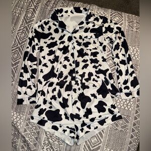 SHEIN Black and White Cow Print Pajama Set